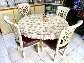 Meja 4 kursi makan salina jati tua noken