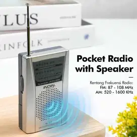 INDIN Radio Receiver FM AM Pocket Mini Telescopic Antenna with Speaker