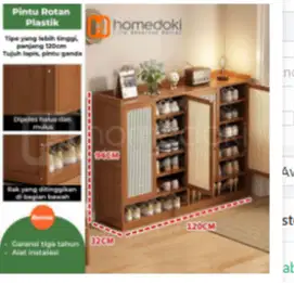 RAK SEPATU BAMBU 4 PINTU