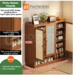 RAK SEPATU BAMBU 3 PINTU