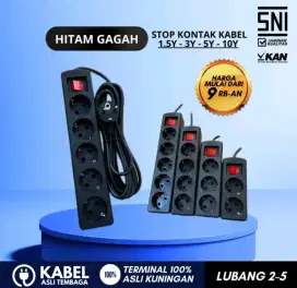 Colokan kuningan SNI 5 lobang panjang 5 meter baru
