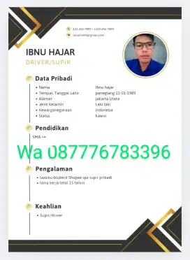 Cari lowongan kerja driver pribadi/pickup/box ok
