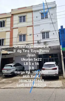 Disewakan Ruko 3 lantai di Jl. Dg Tata Raya Makassar