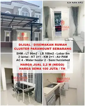 Jual rumah 2 lantai paramount semarang