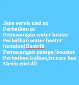 Jasa service cuci ac bongkar pasang AC water heater pompa air booster