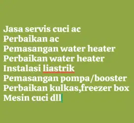 Jasa service cuci ac bongkar pasang AC water heater pompa air/booster