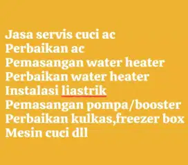 Jasa service cuci ac bongkar pasang AC water heater pompa air/booster