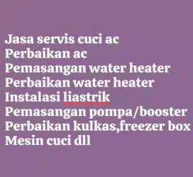 Jasa service cuci ac bongkar pasang AC water heater pompa air/booster