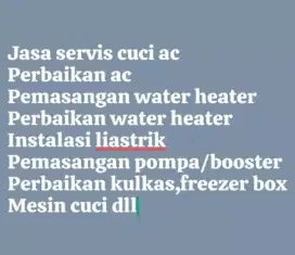 Jasa service cuci ac bongkar pasang AC water heater pompa air/booster