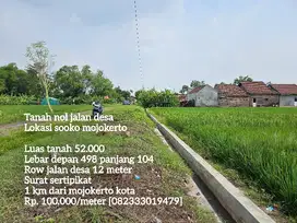 Termuran 100 rb/meter Tanah nol jalan mepet kota mojokerto