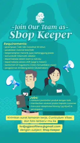 LOWONGAN KERJA SHOPKEEPER