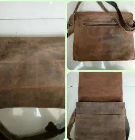 tas selempang branded kulit asli coklat