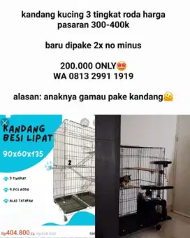 Kandang Kucing 3 Tingkat Baru Pakai 2x No Minus