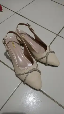 Sepatu Wanita Mules Gliter Hak 3 CM