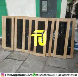Daun jendela bingkai kayu jati