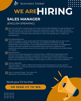 Sales Manager – English Speaking (Fashion & Kitchenware)
