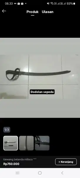 Dijual klewang milisco