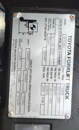 Dijual forklift Toyota Diesel 8fd50