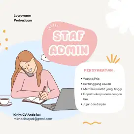 Dicari Staff Admin dan Staff Gudang