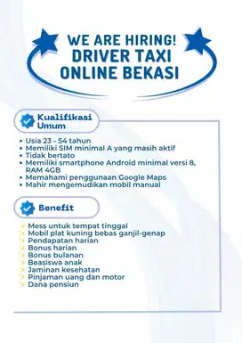 LOWONGAN DRIVER ONLINE BEKASI