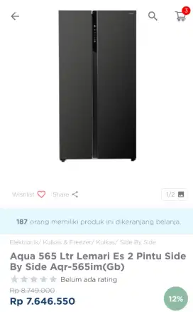 KULKAS AQUA SBS 565 LITER