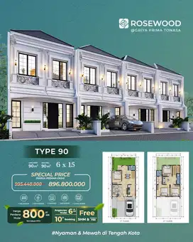 CLSUTER ROSEWOOD RUMAH 2 LANTAI BERGAYA AMERICAN CLASSIC