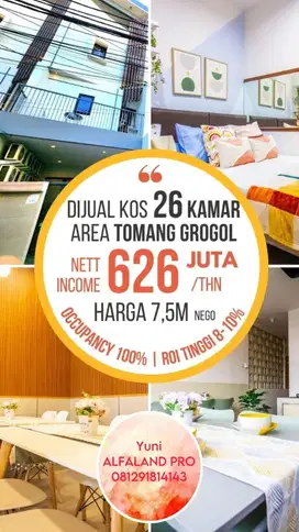 INVESTASI YG JARANG ADA. KOST EXCLUSIVE BARU 26 Kamar Full Penghuni