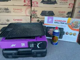 Paket kompor portabel +korean gril+ gas kaleng