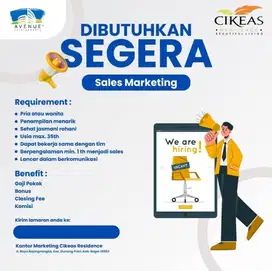 Dibutuhkan Segera Sales Property, Perumahan di Cibubur