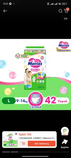 Pampers merries jumbo ukuran standar