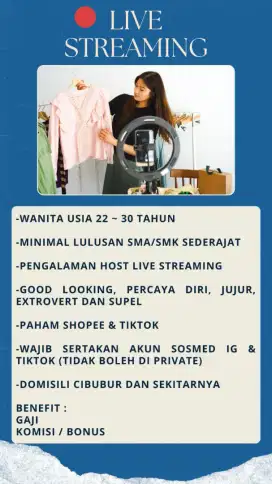 Dicari Host Live Streaming