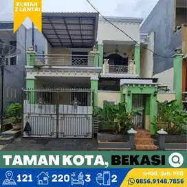 Rumah dijual Murah, 2 Lt. Perumahan Taman Kota, 4 Menit Stasiun Bekasi