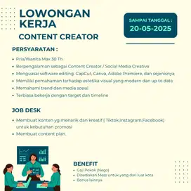 Lowongan Kerja Posisi Content Creator