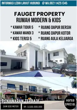 Dijual Rumah Mewah Murah + 5 Kios Luas 630M² Dekat Tempat Pariwisata