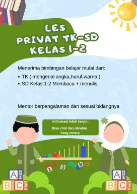 MENERIMA JASA LES PRIVAT TK - SD KELAS 2