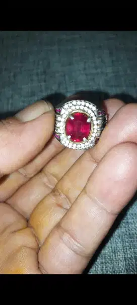 Cincin ruby red ring perak