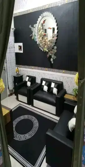 1 set sofa BLACK&WHITE bahan FULL ANTI AIR , DIJAMIN 98 % mulus ist