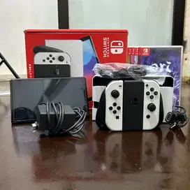 JUAL NINTENDO SWITCH OLED OFW WHITE/BLACK LIKE NEW