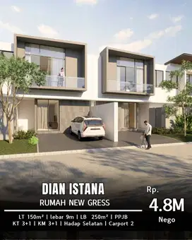 Dijual Rumah Baru Gress Dian Istana 2 Lantai Row Jalan Lebar