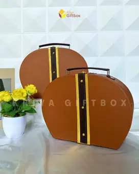 Box Hampers Handle Bentuk Bulat | Box Hantaran Warna Coklat