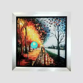 Lukisan Pemandangan Senandung Rintik Hujan Modern Art Painting