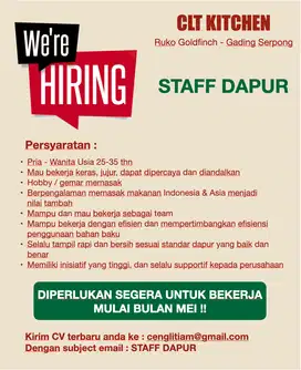 STAFF DAPUR / COOK HELPER