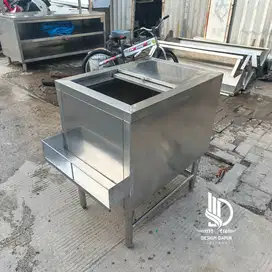 Bak Ice Bin Second Stainless Steel Fitur Tutup Geser 70x50x82