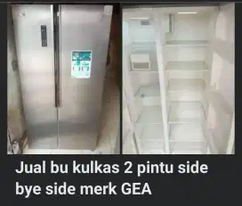 Kulkas 2 pintu side bye side normal no kendala merk GEA