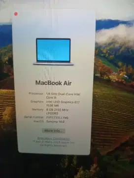 Macbook air 2019,core i5 ram8gb SSD 128gb 13inc