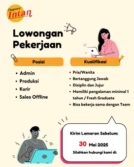 lowongan kerja sales offline, sales online dan produksi
