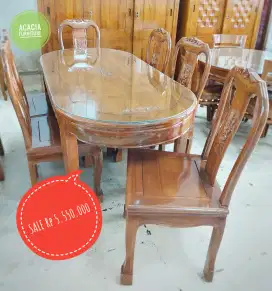 1 set meja makan jati model bonsai