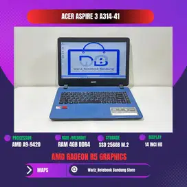 ACER ASPIRE 3 A314-41 AMD A9-9420 RAM 4GB SSD 256GB 14inci MULUS