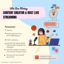 LOWONGAN KERJA UNTUK CONTENT CREATOR & HOST LIVE STREAMING