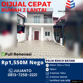 Dijual CEPAT Rumah 2 Lantai Full Renovasi di Palm Beach Batam